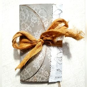 😀 HAND CRAFTED vintage shabby chic style folio lace ephemera
